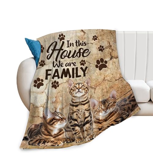 Bengal Cats Throw Blanket Cute Bengal Cat Decor Blanket Super Cozy Plush Lightweight Soft Plush...
