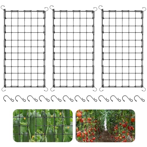 Scrog Netz, 3 Stück 120x60 cm Pflanzennetz, Pflanzennetz Elastische Ranknetz für kletterpflanzen Gartennetze mit 12 Haken Ranknetz für Pflanzen, Gemüse, Obst, Blumen Elastische Spalier Netz