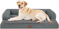 Vista 127 de Cama ortopédica extra grande para perros impermeable: cama de espuma viscoelástica para perros XL y extra grandes, sofá sofá, lavable con funda Azul