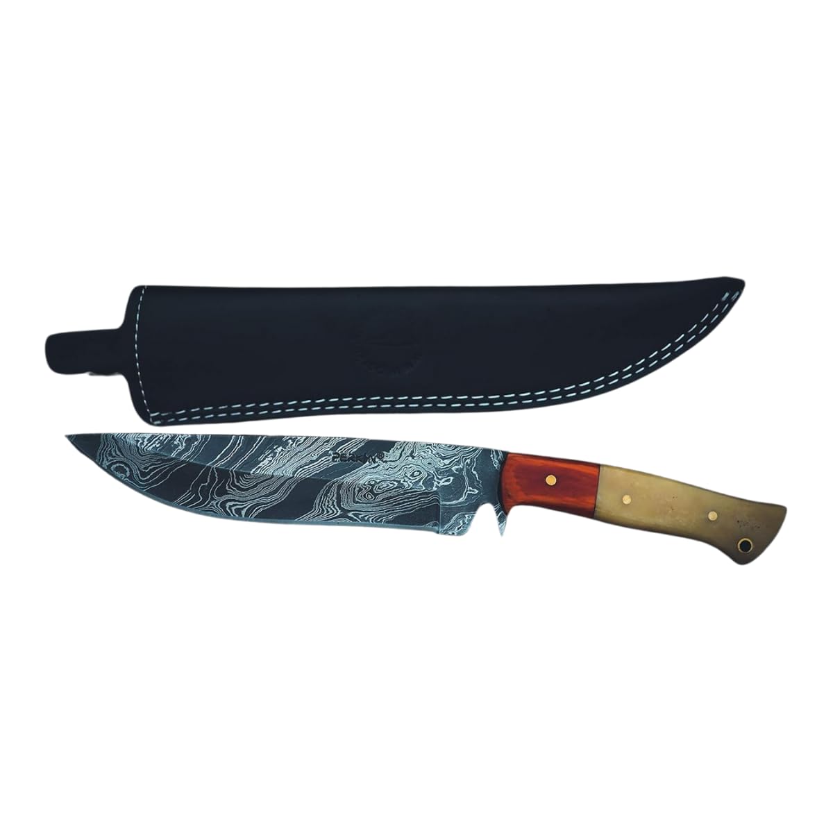 Perkin Damastmesser Jagdmesser mit Scheide - FBE111