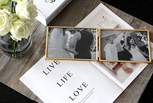 Leadex Double Thin Edge Gold Plated Picture Frame,Horizontal Standing,4 By 6 Inch,Velvet Back Simple Classic Styling #TOP1