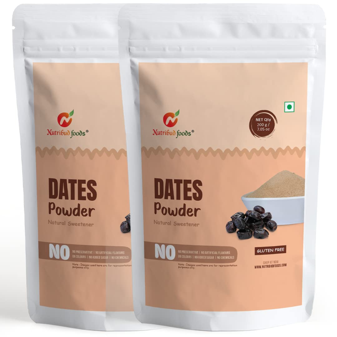 Nutribud Foods Dates Powder -- Natural Sweetener (Pack Of 2, 200G Each) | 100% Natural Sweetener For Babies | Healthy Substitute For Refined Sugar | Khajoor/Khajur Powder For Kids & Adults (B09SZG1DHK) Amazon Price History, Amazon Price Tracker