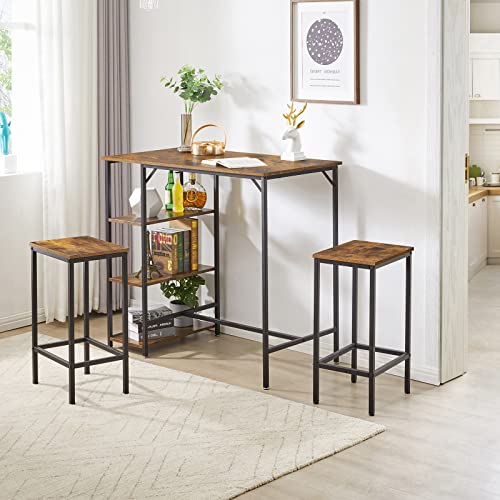 YMYNY 26 inch Bar Stools Set of 2, Kitchen Breakfast Bar Chairs with Footrest, Counter Height Industrial Barstools for Living Room, Party Room, Dining Room Rustic Brown, HD-UHTMJ051H - Image 4