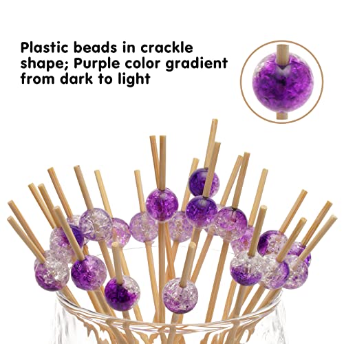 Minisland Amethyst Purple Pearl Cocktail Picks, 4.7 Inch Long Bamboo Fancy Toothpicks for Appetizers, Decorative Bridal Wedding Party Food Drinks Garnish Fruit Kabob Skewer Sticks 100 Counts - MSL418 - Thumbnail 2