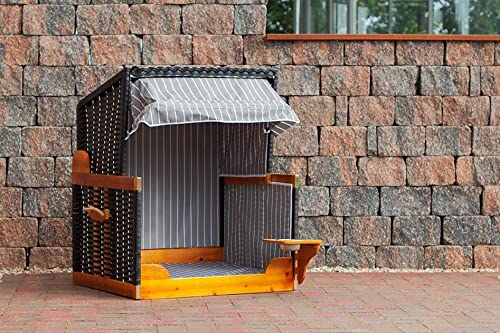 bene living Hundestrandkorb - gestreift/anthrazit - PE schwarz - inkl. Schutzhülle