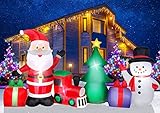 9.2FT Christmas Inflatables Outdoor Decorations, Christmas Inflatables Tree Merry Christmas Sign Lighted Blow Up Yard Decoration with Snowman Santa Train Gift Boxes for Xmas Holiday Garden Decor