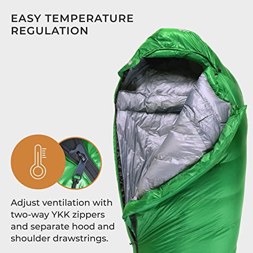 Hyke & Byke Katahdin 0°F Cold Weather Mummy Hiking & Backpacking Sleeping Bag - Synthetic 625 FP 4 Season Sleeping Bags for Adults - Ultralight Includes Compression Stuff Sack (Forest Green, Regular) - Thumbnail 4