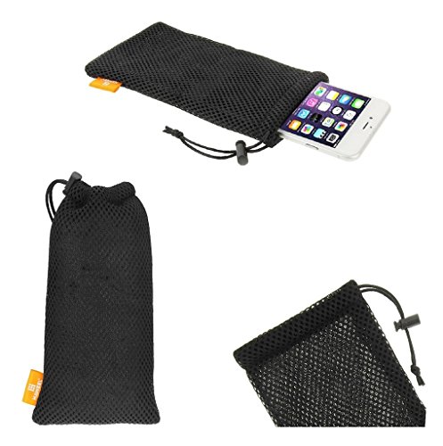 DFV Mobile - Universal Nylon Mesh Pouch Bag with Chain and Loop Closure for ZTE Nubia N1 Lite Dual TD-LTE - Black