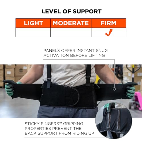 Image of Ergodyne ProFlex 2000SF Back Support Brace, 8.5 inch Spandex, V-Shape Design and Patented Stays for Added Support, 2XL,Black