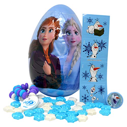Disney Frozen Themed Large Blue Easter Egg Basket Stuffer with Hard Candy Snowflakes