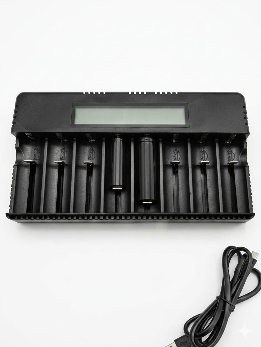 HD-8993A 8-Slot Battery Charger with LCD Display, 6400mA Max Output, for 18650, 26650, AA, AAA, Ni-MH and 3.7V Lithium Batteries-image-11