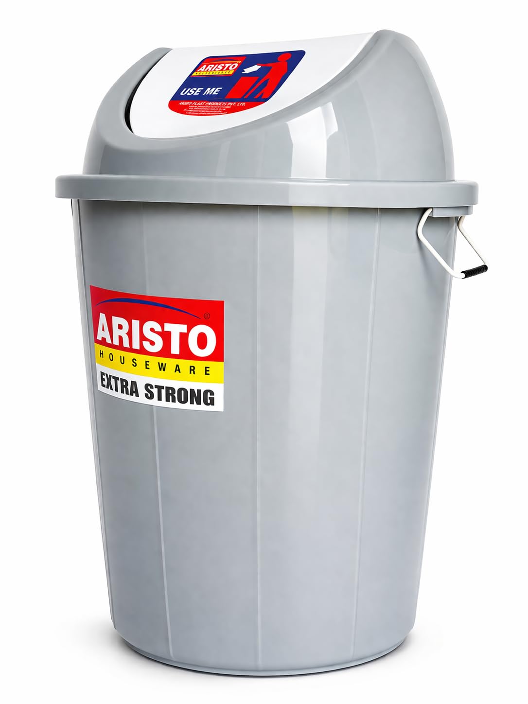 ARISTO Plastic Swing Lid Garbage Waste Dustbin 32 Ltr (Grey), (38(D) X 53.6 Cm)