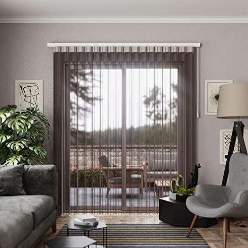 84'' H Brown Color Vertical Fabric Blinds Walkthrough Curtain With Built In Sheer Door Blinds Blinds & Shades Blackout Blinds Window Shade Vertical Blinds For Sliding Doors , Sliding Blinds, White #TOP1