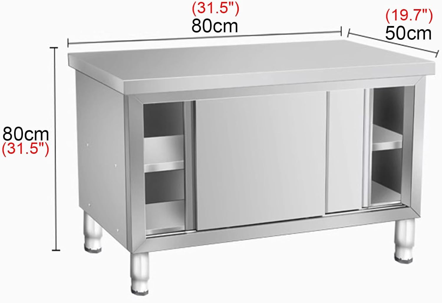 Commercial Kitchen Prep Table Sturdy Stainless Steel Workbench Multifunctional Metal Table with Adjustable Feet Solid and Not Shaky Practical Workbench for a Wide Range of Applications