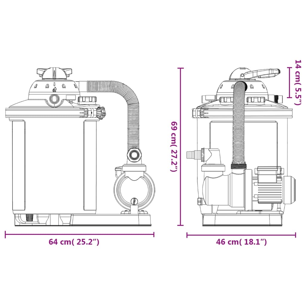 vidaXL Bomba Filtro de Arena con Temporizador 550 W Limpieza Patio Circulación Dispositivo Tanque Almacenamiento Agua Aire Libre Exterior Camping
