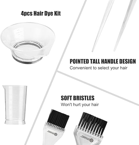 Miniatura 4 de STYLANCE - Kit profesional de tinte para el cabello, 4 piezas, blanqueador, teñido, tazón de mezcla, taza medidora, herramientas de coloración para