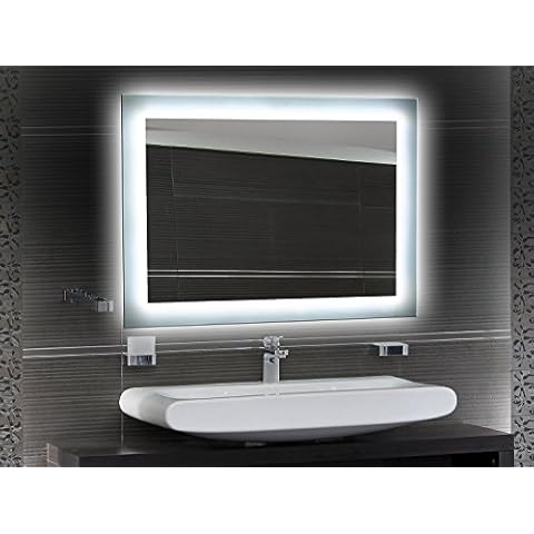 Bilderdepot24 Badezimmerspiegel mit Beleuchtung LED Spiegel - 50x40 cm - Badspiegel mit Licht - Design Spiegel für Bad und Gäste WC hinterleuchtet Cover
