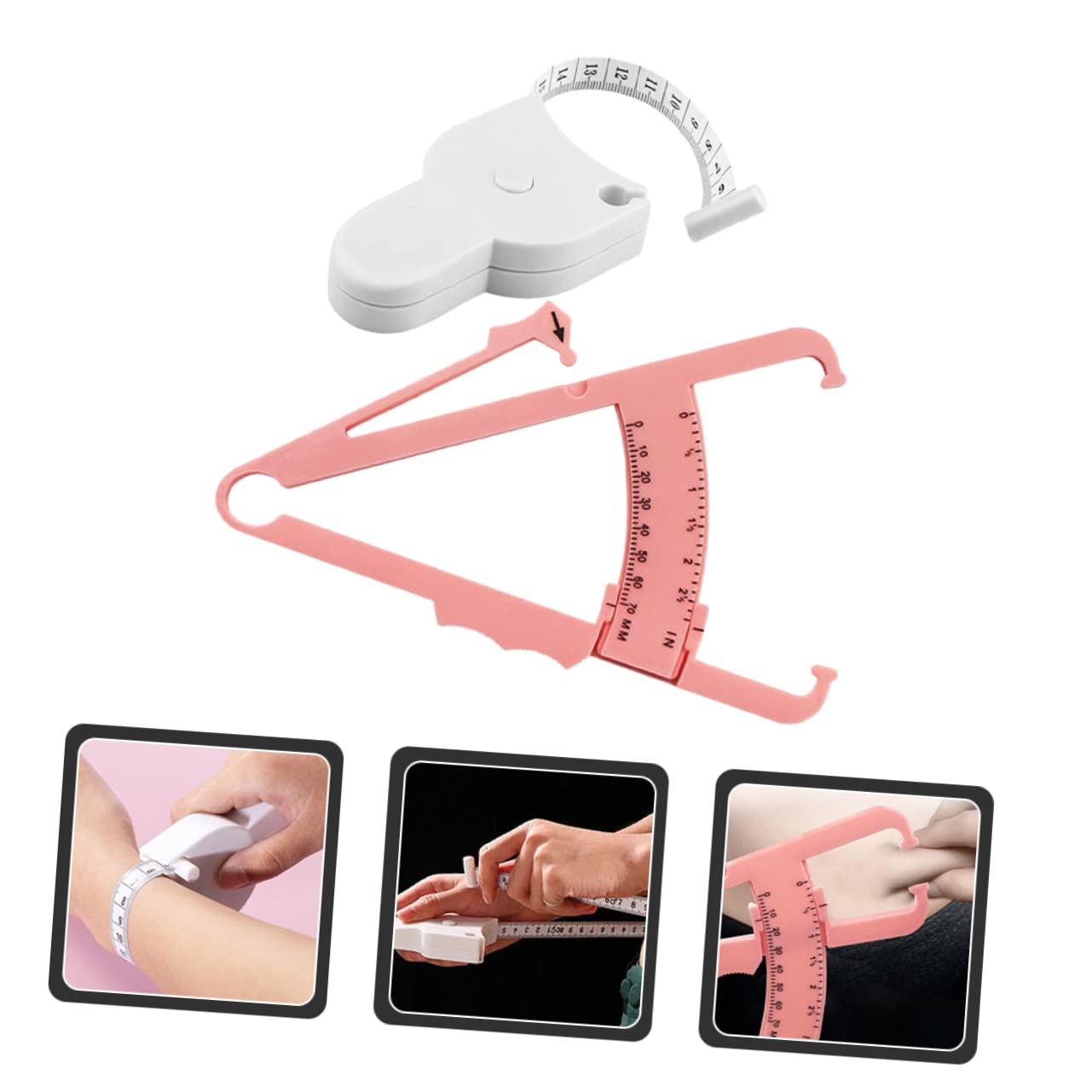 INOOMP 5sets Caliper Per Misurazione Grasso Corporeo Con Misuratore Di Circonferenza e Plicometro Strumento Di Misurazione Per Nutrizione e Fitness Compatte e Facili Da Usare
