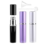 Zingso Portable Mini Refillable Perfume Bottle, 3 Pcs Travel Size Perfume Atomizer Empty Spray Bottle Case for Outdoor and Traveling with Funnel and Perfume Diffuser (A - 6ml (Silver+Black+Purple))