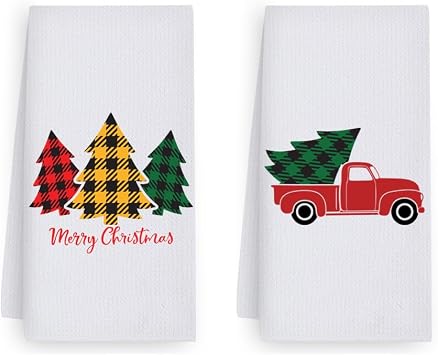 Christmas Kitchen Towels - Christmas Dish Towels for Kitchen, Christmas Decorations for Kitchen Winter Holiday Xmas Gifts, Housewarming Gifts