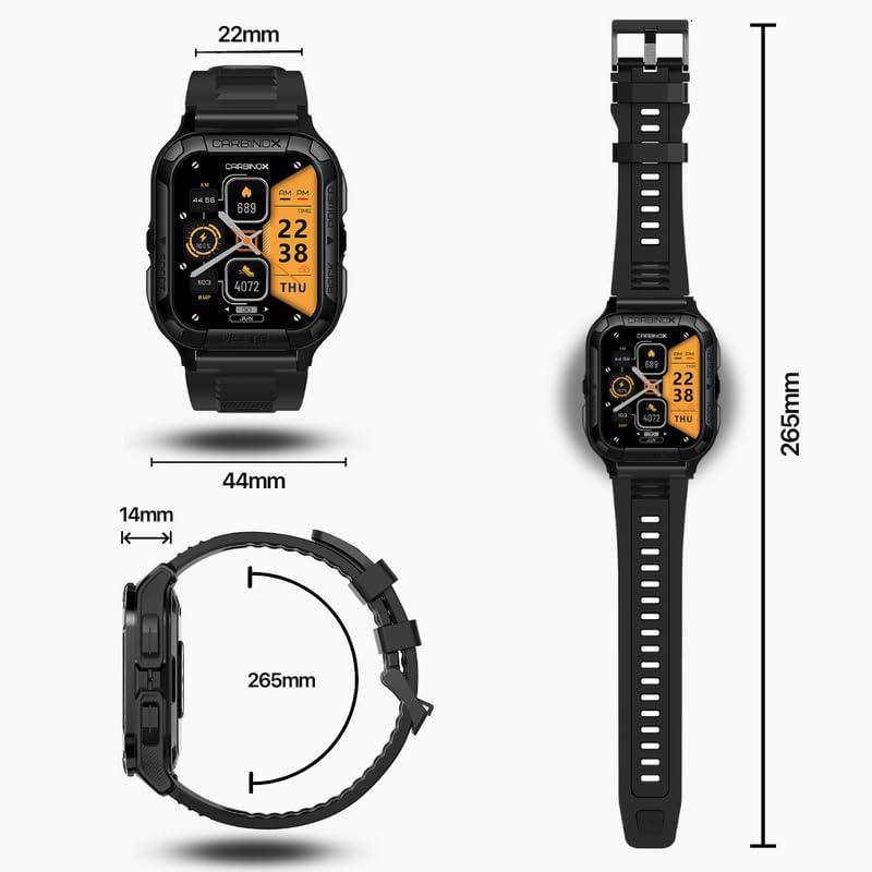 Miniatura 5 de Carbinox Vesta - Reloj inteligente (respuestahacer llamadas), resistente al agua, IP69K, compatible con teléfonos Android e iOS, batería militar