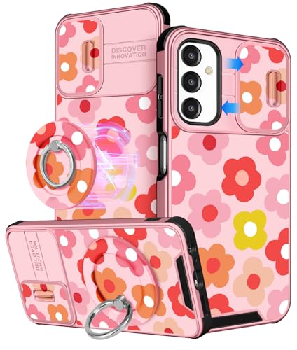 Buleens for Samsung Galaxy A15 5G Phone Case 6.5 Inch - with Ring Stand & Camera Cover Cute Designed Women Girls Girly Pretty Floral Flowers for Samsung Galaxy A15 5G Case Compatible with Magsafe - image 1