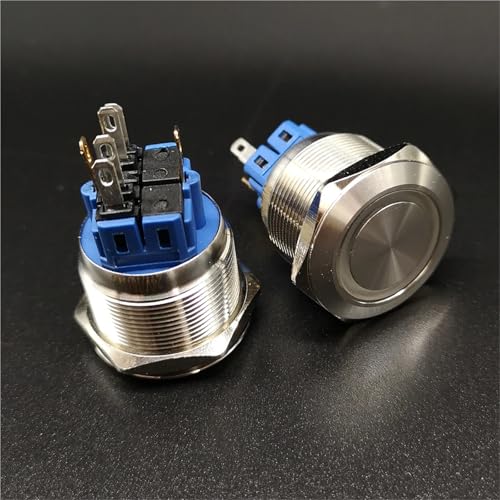 Interrupteur bouton-poussoir momentané 25mm 6V à LED blanche 1NO1NC - 2