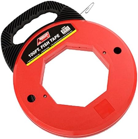 Premium 100 Ft Fish Tape Electrican Electric Reel Pull Wires Sturdy Cable Steel Hand Puller Tools