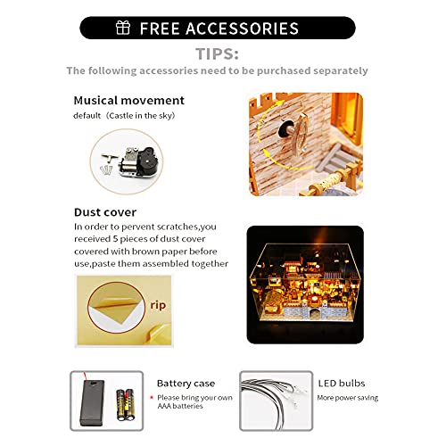 Zqwe Miniature Dollhouse Chinese-Style Ancient Town Model Kit Diy Wooden House Creative Courtyard Assembled Toy Surprise Puzzle Gift (With Dust Proof And Music Movement) #TOP5