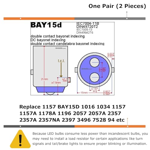 Repuesto LED iJDMTOY 1157 BAY15d Ámbar Super Brillante miniatura 3