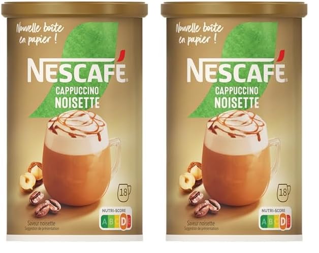 Nescafé Cappuccino Noisette, Café soluble, Boite de 270g (Lot de 2)
