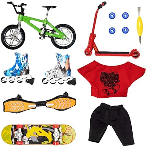 NEALMART Mini Finger Toy Set, Mini Finger Skate Board, Finger Board, Finger Scooter, Tech Deck Bike, Finger Swingboard, Strees Relief,Fingertips Movement 8 PCS Toy Set Cover