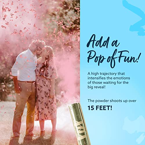 Revealations Gender Reveal Confetti Powder Cannon - Set Of 4 Mixed (2 Blue 2 Pink) Gender Reveal Party Supplies - 100% Biodegradable Tissue Safe Powder Smoke #TOP7