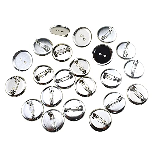 Odinest 25mm Diameter Blank Brooch Clasp Pin Lock Sturdy Flat Smooth Surface Easy Apply Customize Metal Cabochon Disk Base Bezel Trays Backs Silver 30 PCS for DIY Craft Badge Corsage Jewelry Making