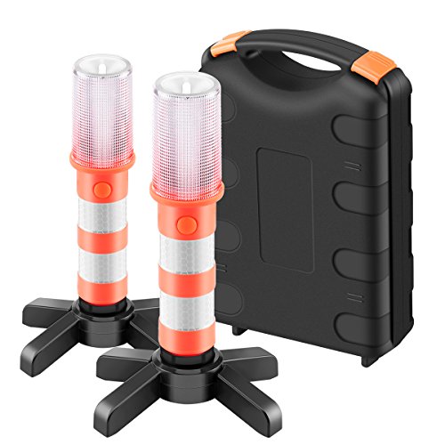 Roadside 2Pcs Emergencia Llevó Luz Estroboscópica Destellando Bengalas De Seguridad Con 2 Bases Magnéticas / 2 Es Sinónimo De Vehículos, Camiones, Etc