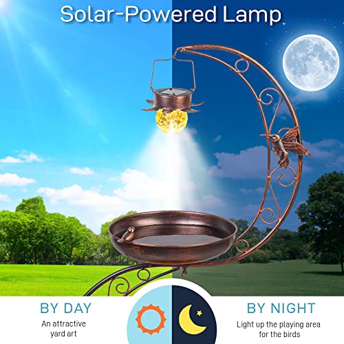 image for VEWOGARDEN S Bird Baths for Outdoors Metal Standing Bird Bath with Sol