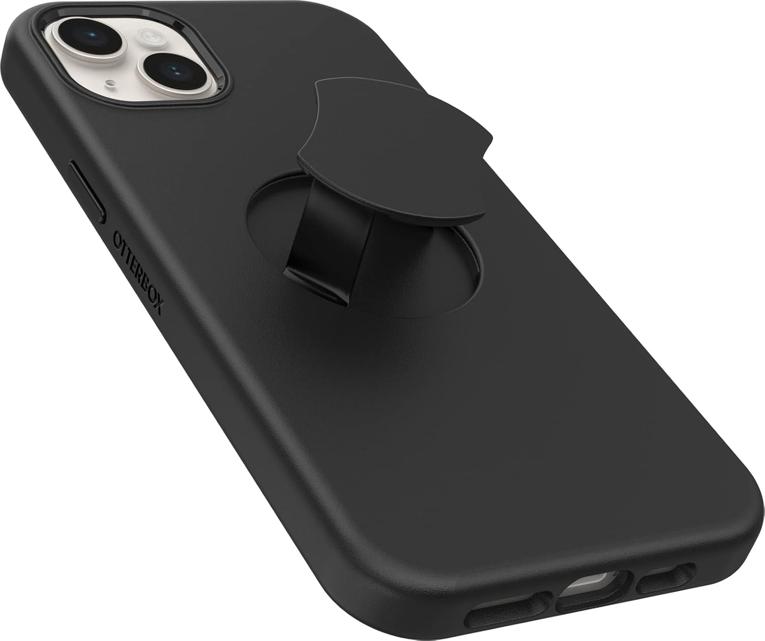 OtterBox iPhone 14 Plus (Only) OtterGrip Symmetry Series Case - BLACK, built-in grip, sleek case, snaps to MagSafe, raised edges protect camera & screen - Image 6