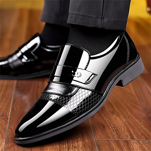 Mens Breathable Leather Shoes Formal Business Shoes Low Heel Patent Leather Shoe Non Slip Arch Suppport Dress Footwear Comfortable Elegant Dating Man Durable Casual Footwear3