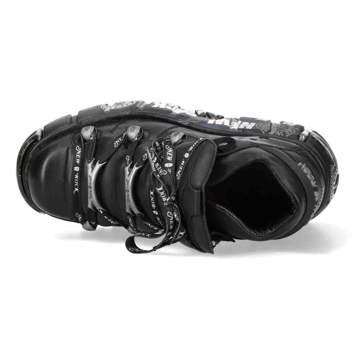 New Rock Botas Plataforma 106N-C85 Unisex – Bota Negra de Cuero Gótico Punk Rock (NEGRO, EU, Sistema tallas calzado EU, Adulto, Números, mediano, 37)