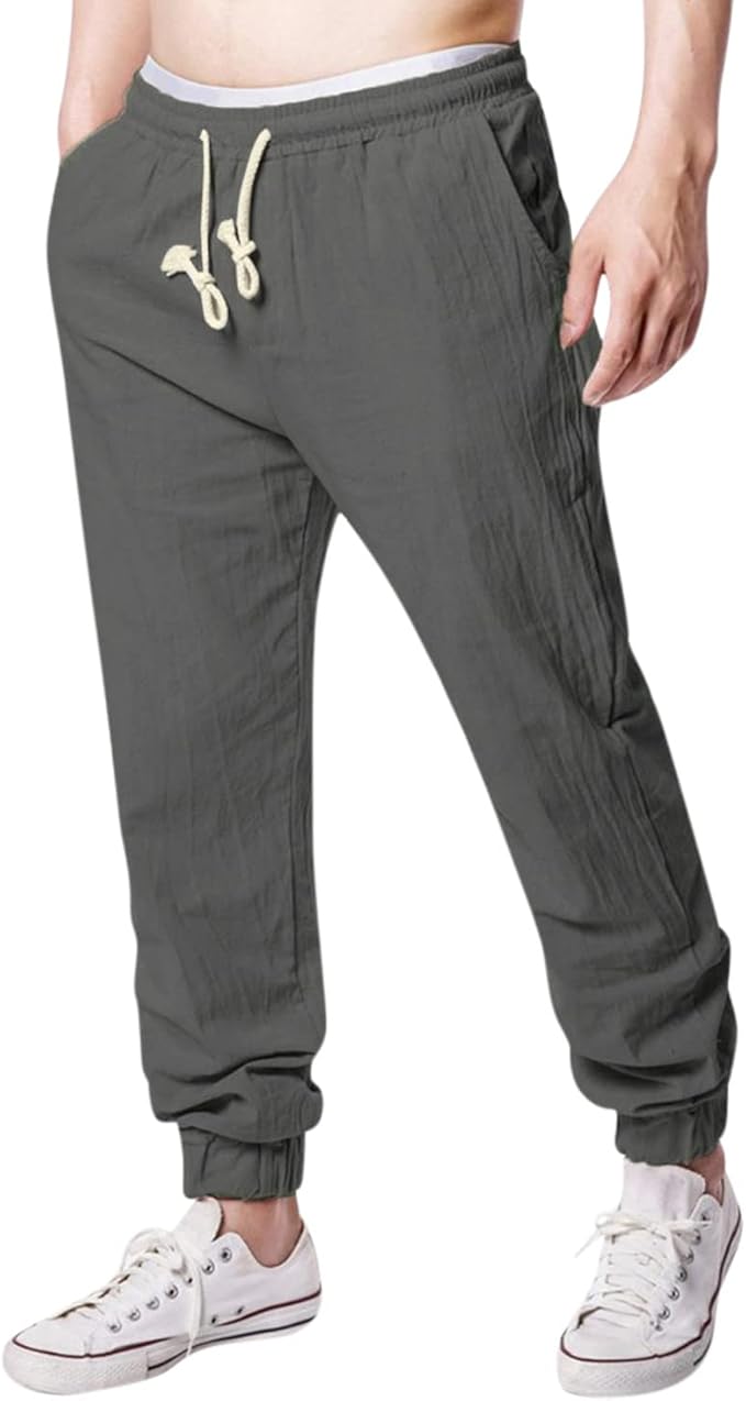 Amazon Co Jp Kuisogan スウェットパンツ メンズ 夏 メンズ 夏服 ズボン サルエルパンツ メンズ 夏 9分丈 ズボン ワイド パンツ 綿麻 無地 ハーフパンツ 夏用 スウェット 薄手 ゆったり 大きいサイズ ズボン メンズ アンクル Clothing Accessories