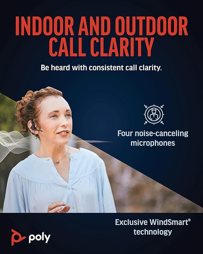 Auricular Bluetooth Poly Voyager 5200UC con microfono mono para llamadas nitidas en PC 3