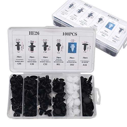 Xiuyer 200pcs Auto Voitures Panneaux Rivet Clips Universel Plastique Voiture Panneaux Clips Retenue Pousser Porte Pare-Chocs Garniture Avec Boîte Rangement Cover