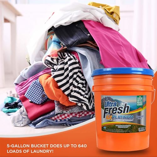 Image of Ultra Fresh 6X Platinum 5 Gal Laundry Detergent, Mountain Fresh Bundled with 2 Pack Platinum 6X Laundry Detergent Sheets with Fresh Scent