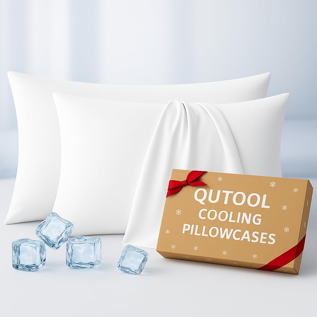 Premium Cooling Pillowcases Standard Size Set of 2 for Hot Sleepers&Night Sweats Beauty Sleep Reduces Wrinkles&Frizz Softer Than Silk Pillow Cover Oeko-TEX Certified White Breathable