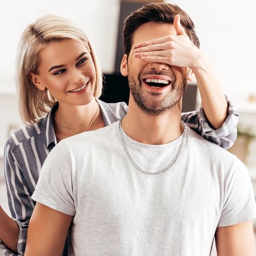 IEFLIFE Figaro Chain Gifts for Men Him - Necklace Gifts for Man Husband Son Grandson, Anniversary Fathers Day Birthday Gift for Men Husband, 6mm Width Stainless Steel Figaro Chain Necklace Jewelry2