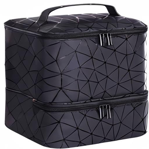 Miniatura 8 de Organizador de esmalte de uñas de piel sintética, almacenamiento de esmalte de uñas de doble capa con capacidad para 30 botellas (0.5 fl oz0.5 onzas