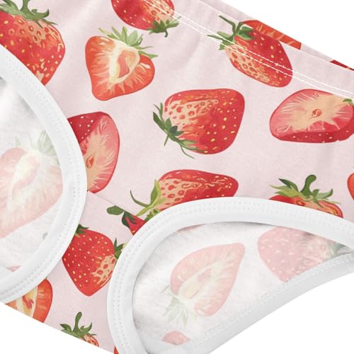 Wusikd Strawberries Girls' Underwear Cotton Pink Girls Briefs Soft Toddler Underwear 2T4