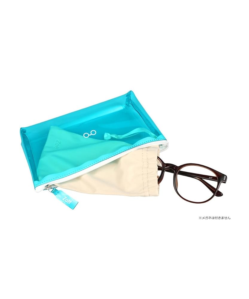 メガネケース　クリーナー付き Amazon | [ゾフ] メガネポーチ（メガネ拭き素材の巾着付き