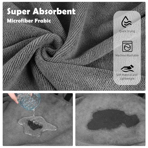 Euakee Hundebademantel, Dry Fast Dog Robes Mantel Super saugfähig, Verstellbarer Kragen & Bauchgurt Schnell trocknender Mantel Haustier Hund Katze Bademantel Handtuch, Grau (2XL)