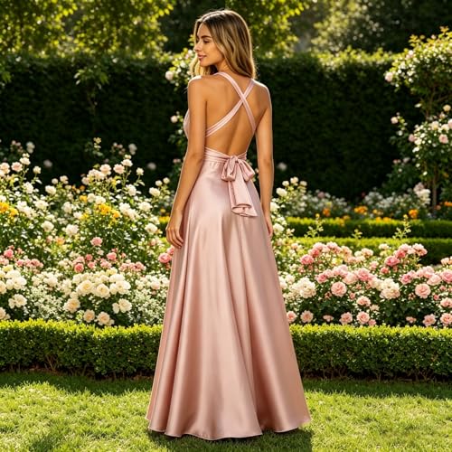 Robe de soirée multi way en satin sublime pour toutes les morphologies - 6